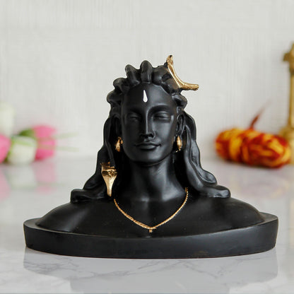 eCraftIndia Black Adiyogi Lord Shiva Handcrafted Polyresin Figurine