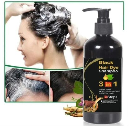 Unisex Instant Black Herbal Hair Dye Shampoo for Grey Hair Coverage 3 in 1(100ml)